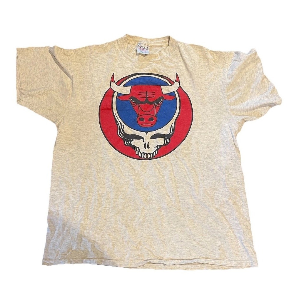 Rare Vintage Chicago Bulls Greatful Dead Steal Your Face Shirt Size XL